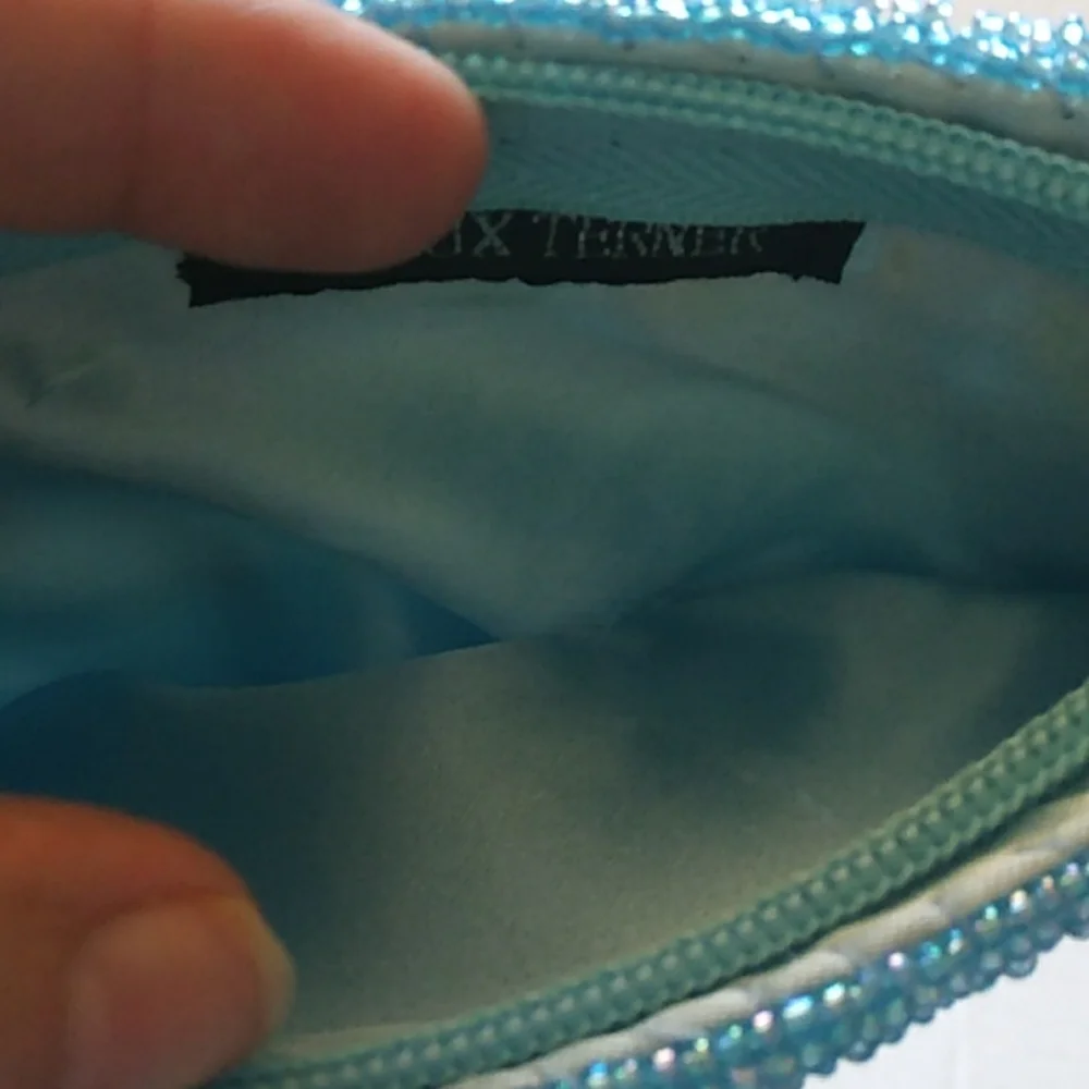 Bijoux Tender Turquoise Beaded Small Evening Purse Breaded Handle - Picture 6 of 6